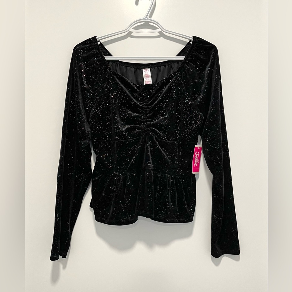 🟤2/$25 NEW Justice Girls Glitter Peasant Top (size XL)